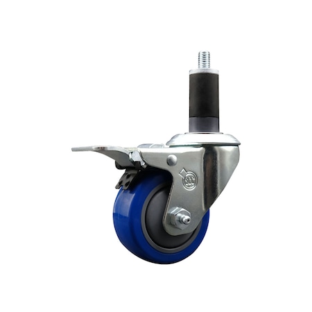 Service Caster 3'' Blue Poly Swivel 1-1/4'' Expanding Stem Caster Total Lock Brake SCC-EXTTL20S314-PPUB-BLUE-114
